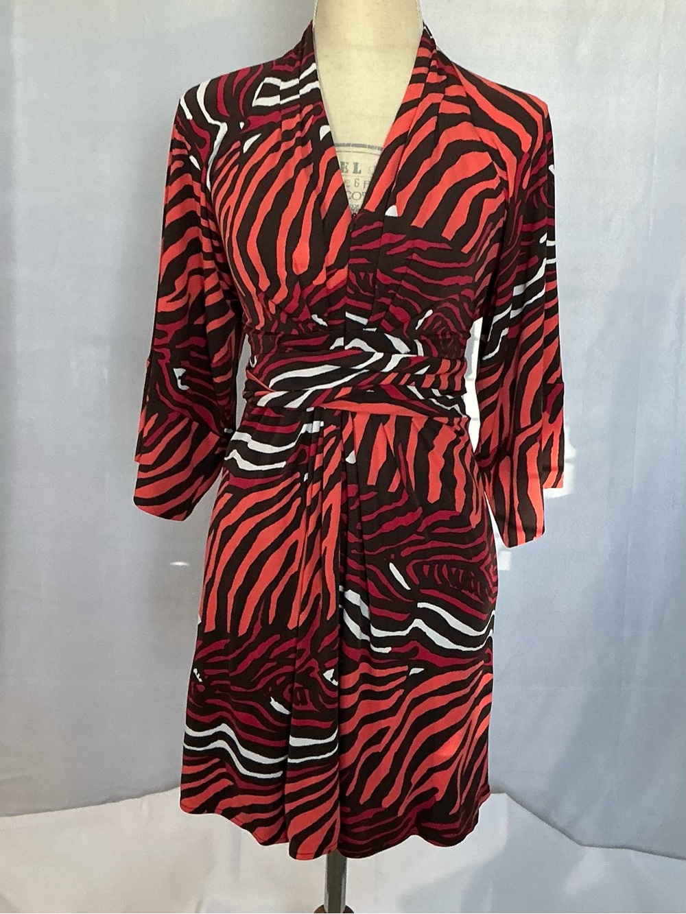 Banana Republic x Issa Coral Zebra Kimono Wrap Dress Size 0